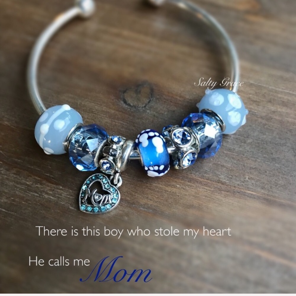 Foot print mom charm bracelet